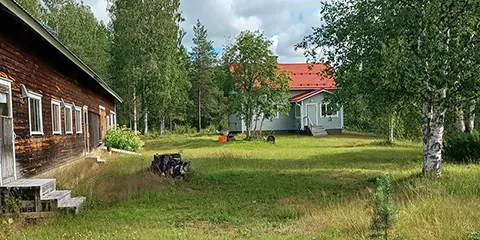 Väinölän tilava piha Hossassa Suomussalmella
